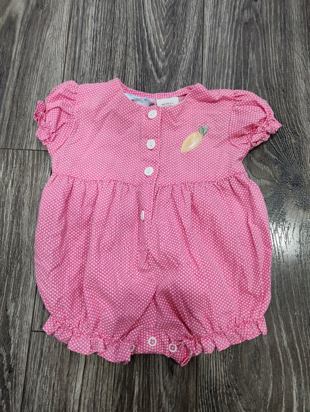 Vintage Small Steps Newborns Polka Dot Pink Bubble Romper Girl Size 0-3 Months